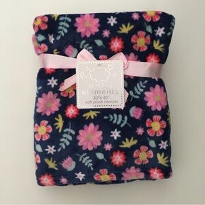 NEW Baby Blanket Blue Lightweight Pink Floral Theme Baby Gift | Baby Elements